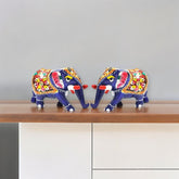 Beautiful Small metal Elephant Statue Trunk Down Showpiece - 1 Pair